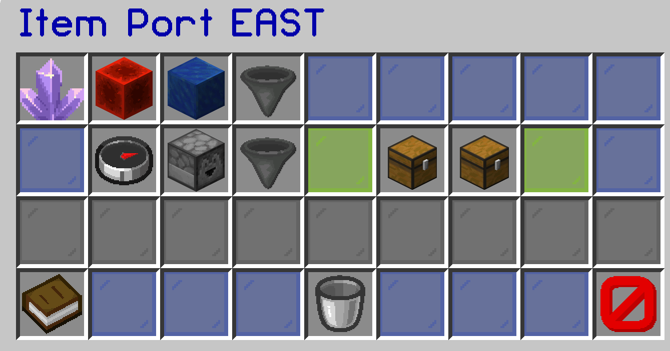 A crystal port menu showing filter slots and options