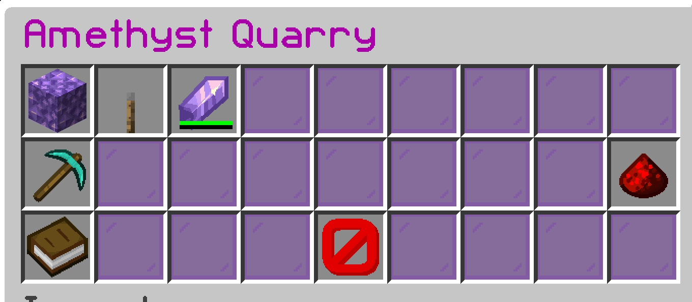 Quarry menu with tool and progress